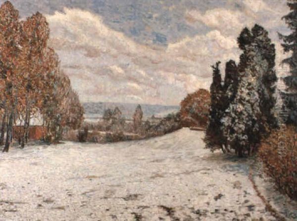 Paysage Enneige Oil Painting by Henri Deglume