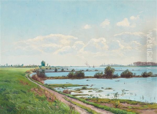 Landscape In The Lower Rhine Region Oil Painting by Wilhelm Degode