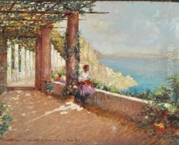 Il Convento Dei Cappuccini Ad Amalfi Oil Painting by Giuseppe Aprea