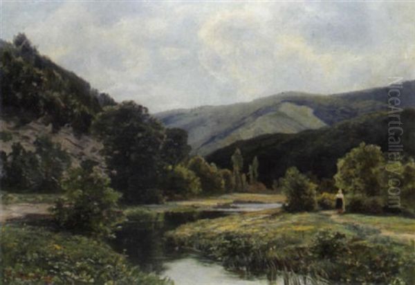 Fluslandschaft Mit Figurlicher Staffage Oil Painting by Wilhelm Degode