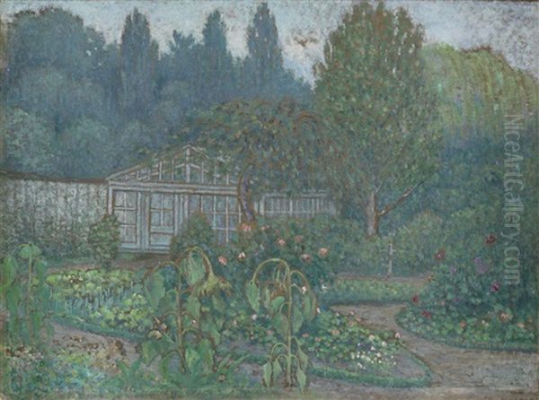 The Greenhouse Oil Painting by William Degouve de Nuncques