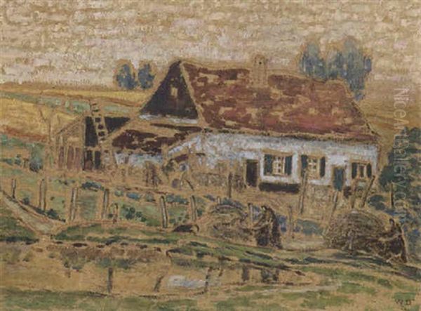 Farmhouse In Brabant Oil Painting by William Degouve de Nuncques