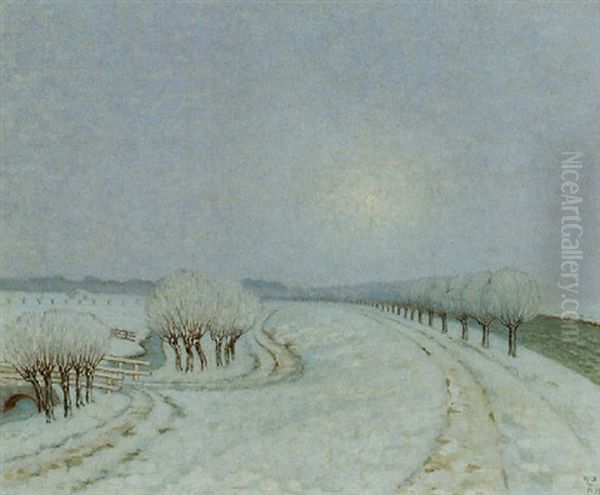 Winter Landscape Oil Painting by William Degouve de Nuncques