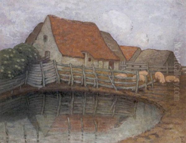 Hoeve Oil Painting by William Degouve de Nuncques