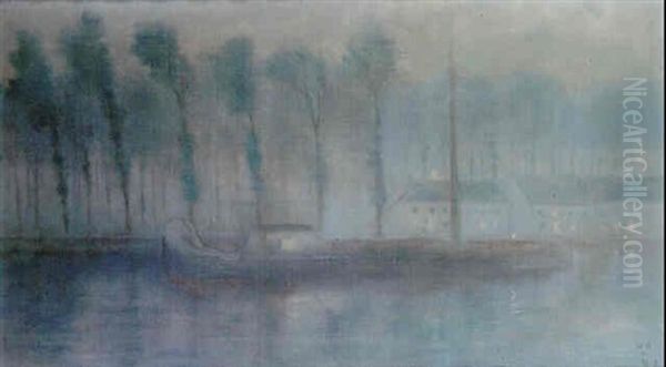 Brume Sur Le Canal Oil Painting by William Degouve de Nuncques