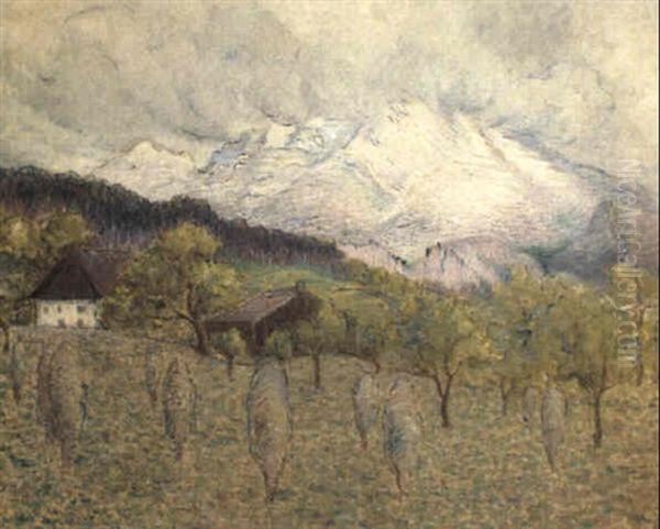 La Montagne A Salzbourg Oil Painting by William Degouve de Nuncques