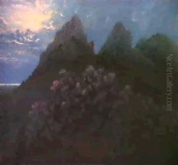 Nuit De Lune A Companano, Baleares Oil Painting by William Degouve de Nuncques