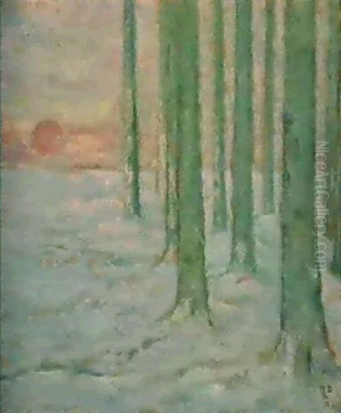 Hiver Dans La Foret Oil Painting by William Degouve de Nuncques