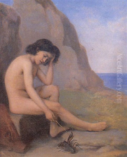 Le Jeune Homme Au Hommard Oil Painting by Jules Jean Baptiste Dehaussy