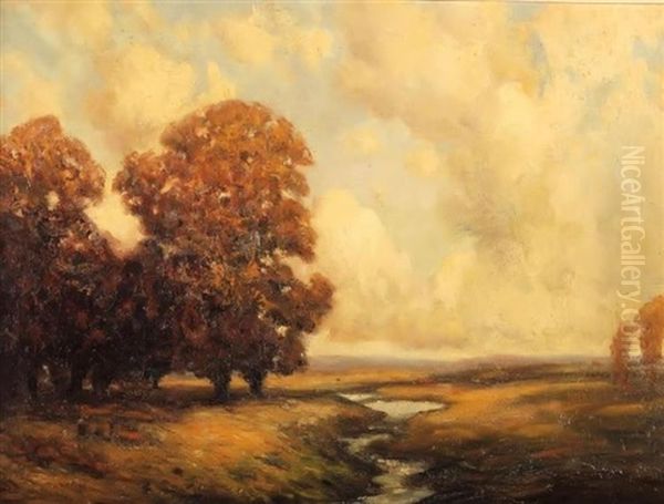 An Autumn Landscape Oil Painting by Franklin DeHaven