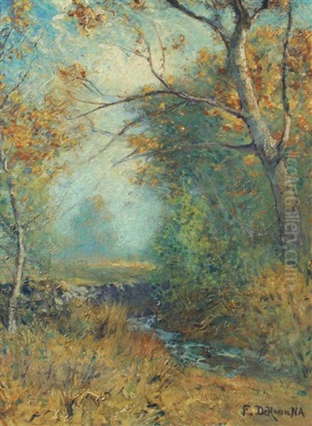 Impressionist Landscape With Stream Oil Painting by Franklin DeHaven