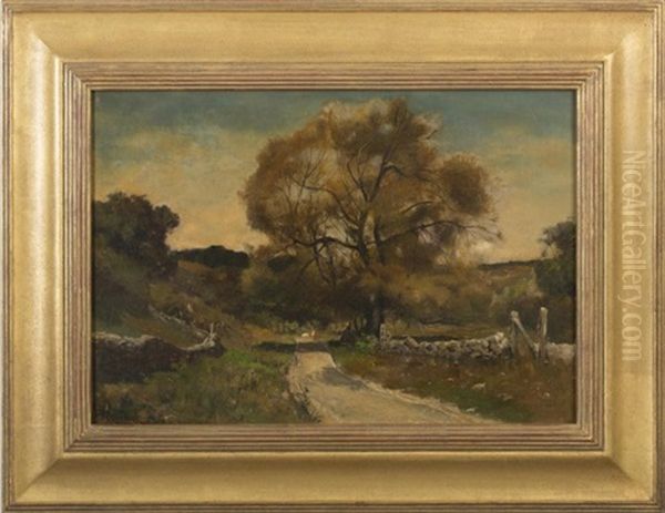 Path Through A Country Meadow With Stone Walls Oil Painting by Franklin DeHaven