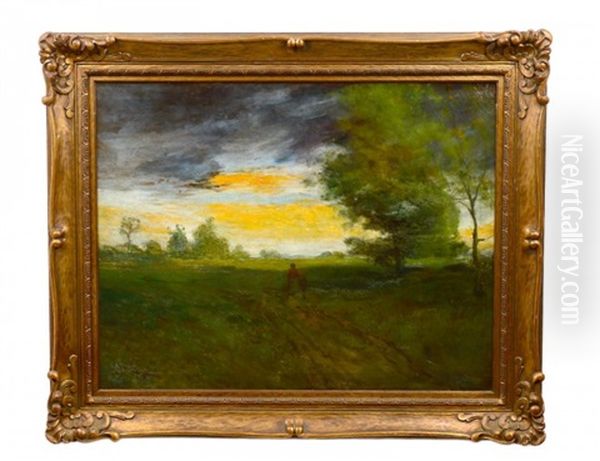 Landscape With Figure On A Path Oil Painting by Franklin DeHaven