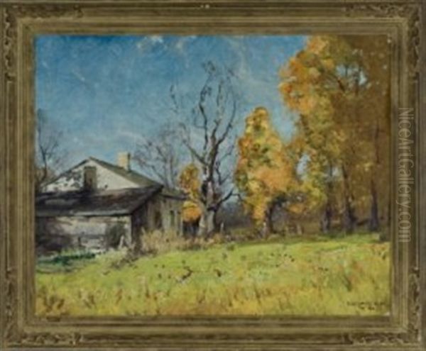 Cabin In The Woods Oil Painting by Franklin DeHaven