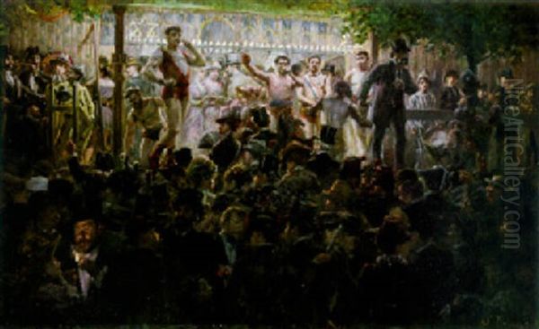 The Festival At Neuilly Oil Painting by Leon Dehesghues