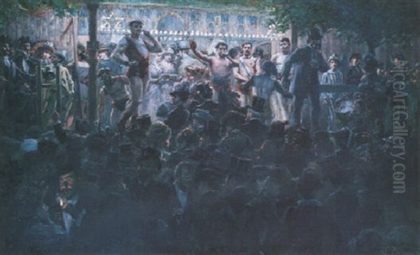 Fete De Neuilly Oil Painting by Leon Dehesghues