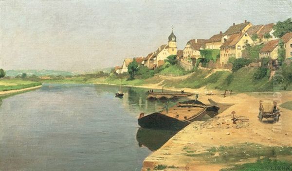 The River Main Near Freudenberg Oil Painting by Georg Dehn