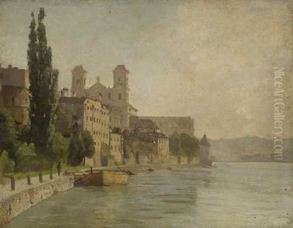 Passau - Partie Bei St. Michael Oil Painting by Georg Dehn