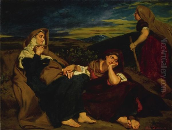 Ruth And Naomi Oil Painting by Edme Alexis Alfred Dehodencq