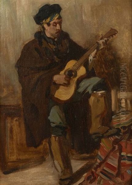 Espagnol Jouant De La Guitare by Edme Alexis Alfred Dehodencq