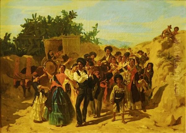 Bohemiens Et Bohemiennes Au Retour D'une Fete En Andalousie Oil Painting by Edme Alexis Alfred Dehodencq