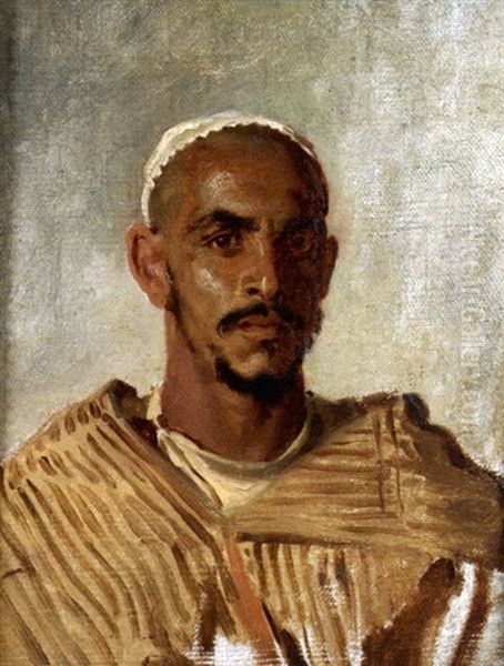 Portrait De Marocain Oil Painting by Edme Alexis Alfred Dehodencq