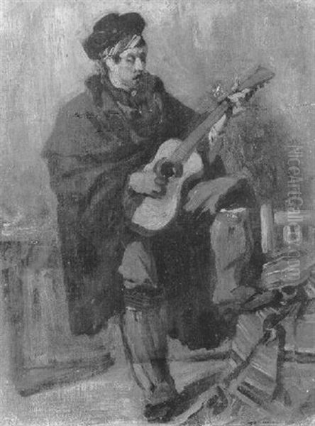 Le Joueur De Guitare Oil Painting by Edme Alexis Alfred Dehodencq