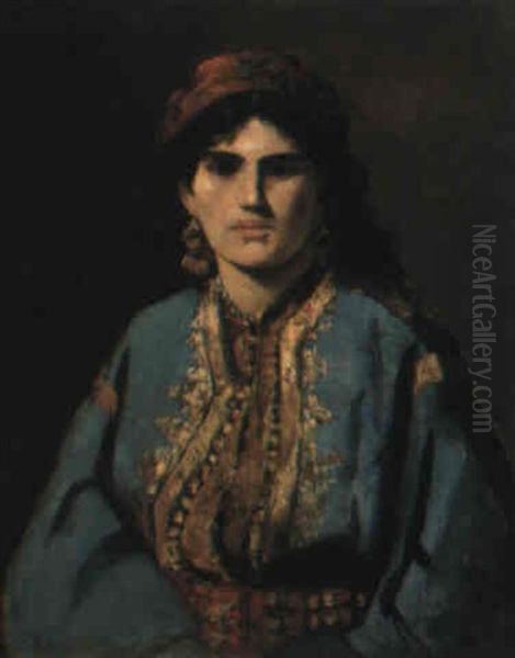 Portrait De Jeune Femme Juive En Costume Oriental Oil Painting by Edme Alexis Alfred Dehodencq