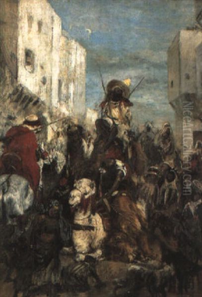 Retour De La Chasse Au Lion, Maroc Oil Painting by Edme Alexis Alfred Dehodencq