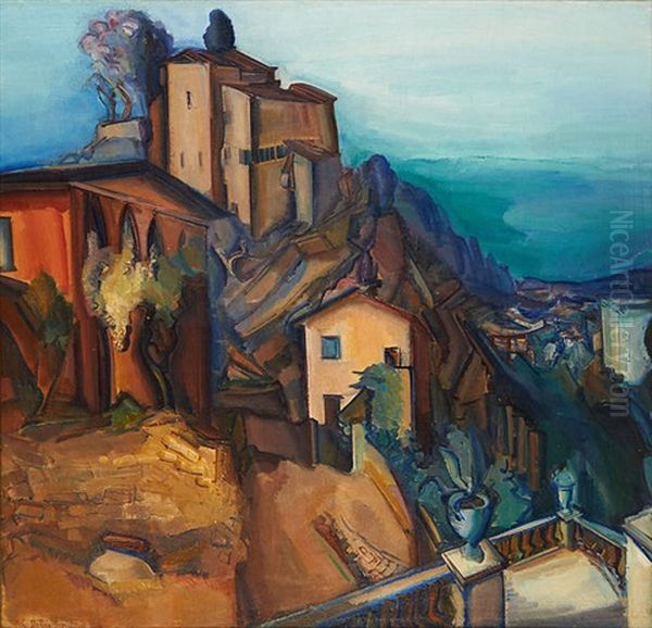 Vue De Menton Oil Painting by Charles Dehoy