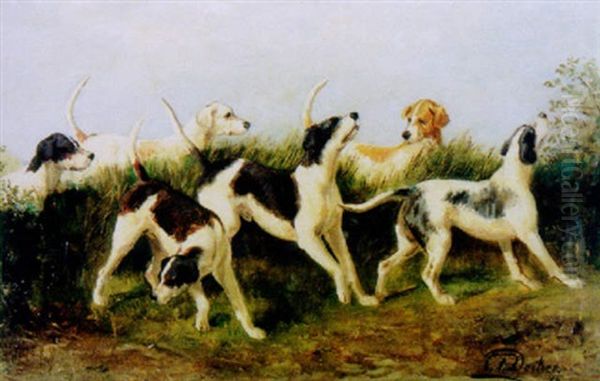 Jagdhunde Oil Painting by Carl Friedrich Deiker