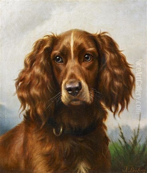 Setter Oil Painting by Johannes Christian Deiker