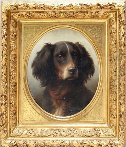 Detailliertes Hundeportrait Eines Setters Oil Painting by Johannes Christian Deiker