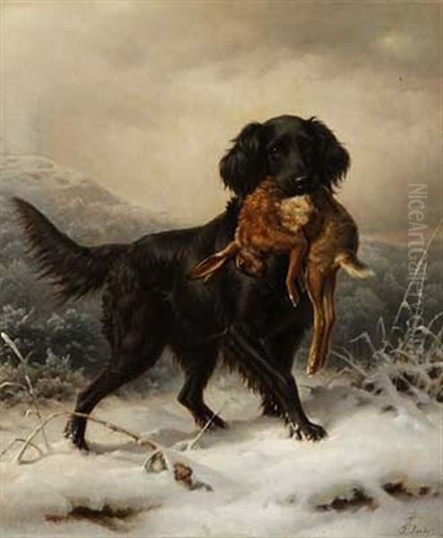 Setter Mit Beute Oil Painting by Johannes Christian Deiker