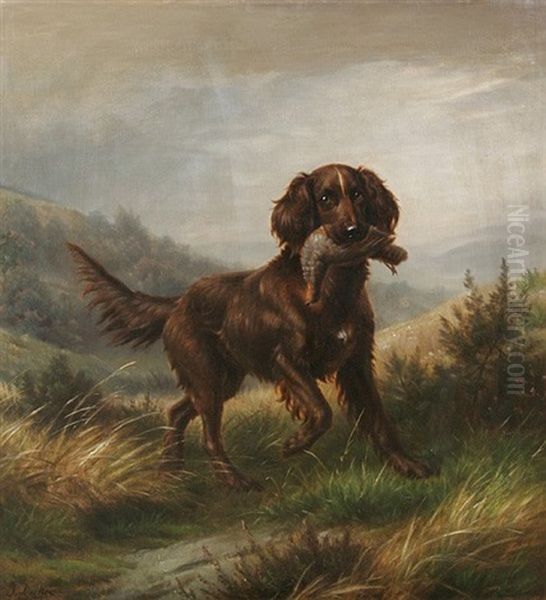 Setter Mit Fasan Im Maul Oil Painting by Johannes Christian Deiker