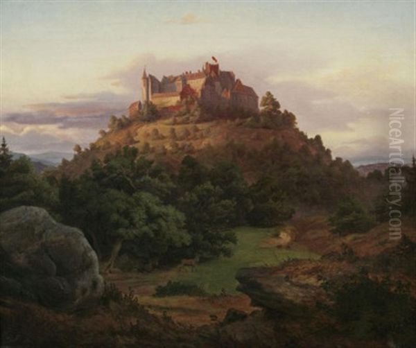 Blick Auf Schlos Braunfels An Der Lahn Oil Painting by Johannes Christian Deiker