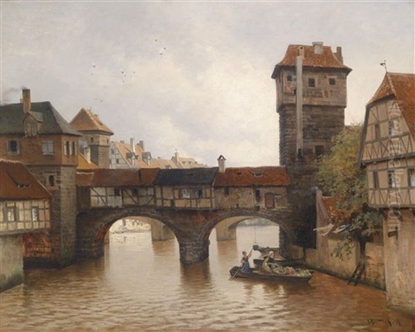 Der Henkerssteg In Nurnberg (?) Oil Painting by Heinrich Deiters