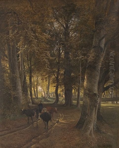 Among The Shades Of The Trees Oil Painting by Heinrich Deiters