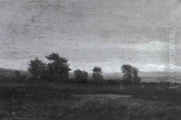 Soir De Juin - Pairie Environs De Valenciennes Oil Painting by Julien Adolphe Dejardin