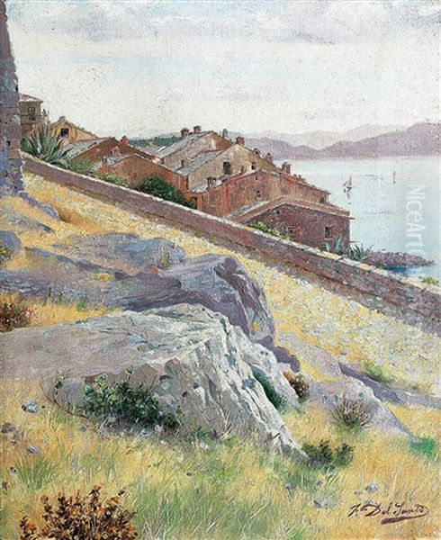 Blick Uber Die Bucht Von Portovenere Oil Painting by Felice Del Santo