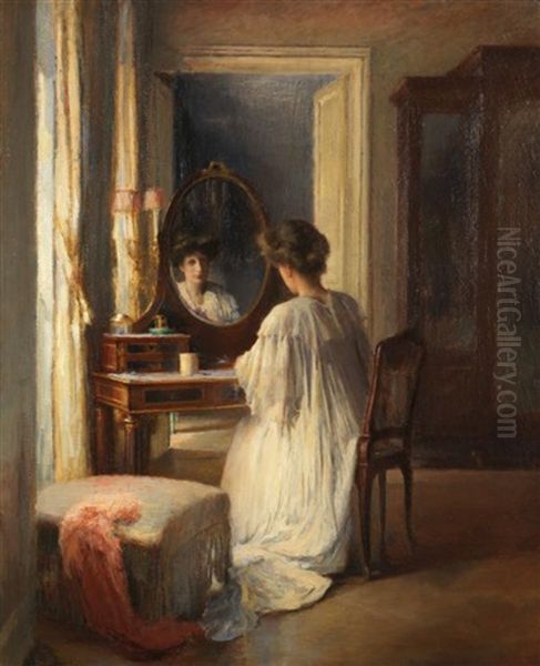 Elegante A Sa Toilette Oil Painting by Leon Delachaux