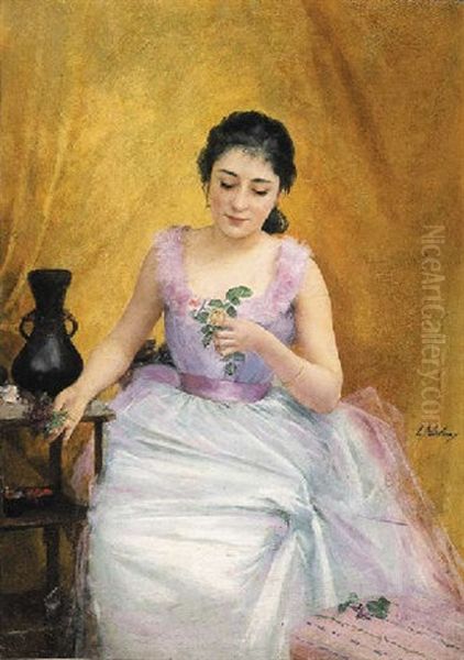 A Petit Bouquet Oil Painting by Leon Delachaux