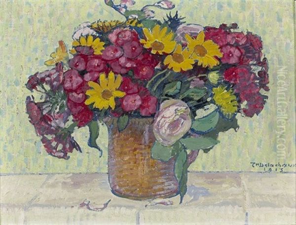 Stillleben Mit Grossem Blumenstrauss Oil Painting by Theodore Delachaux