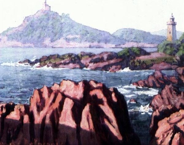 Le Phare De La Bannette, Pris De Sidi Bou Said Oil Painting by Andre Delacroix