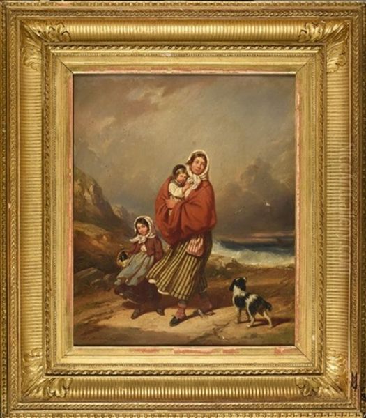 La Famille Du Marin Oil Painting by Auguste Delacroix