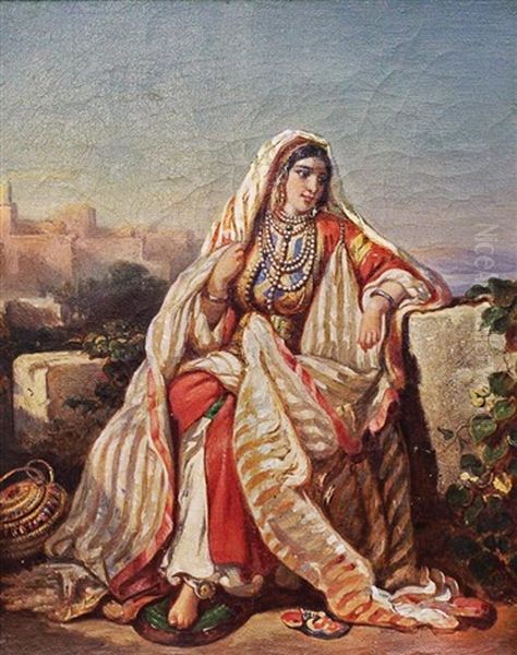 Jewish Woman In Traditional Clothing Oil Painting by Auguste Delacroix