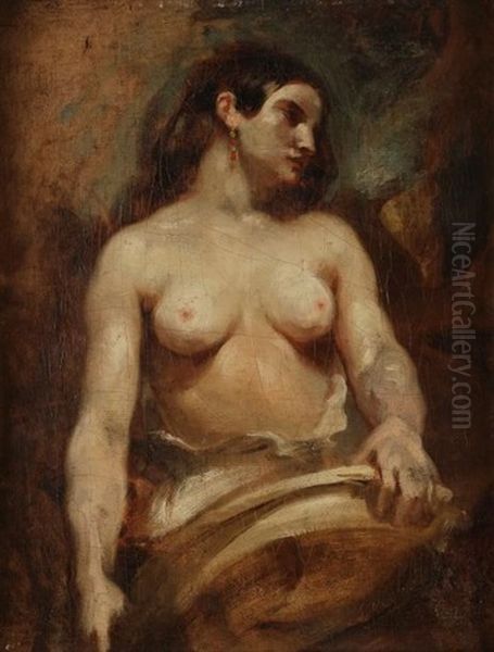 Jeune Femme Tenant Un Plateau Oil Painting by Eugene Delacroix