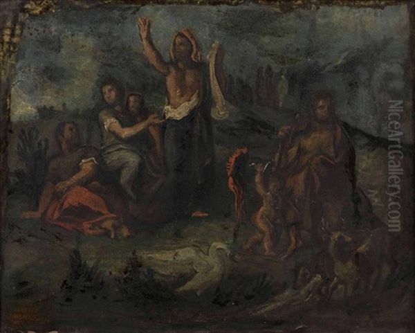 Orphee Et Caton D'utique, Esquisses Pour La Coupole De La Bibliotheque Du Senat Oil Painting by Eugene Delacroix