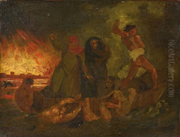 Dante Et Virgile Aux Enfers Oil Painting by Eugene Delacroix