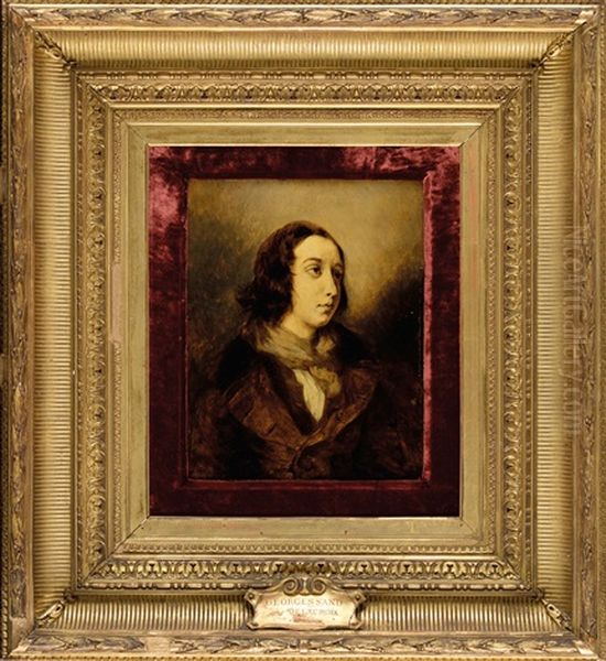 George Sand Habillee En Homme Oil Painting by Eugene Delacroix